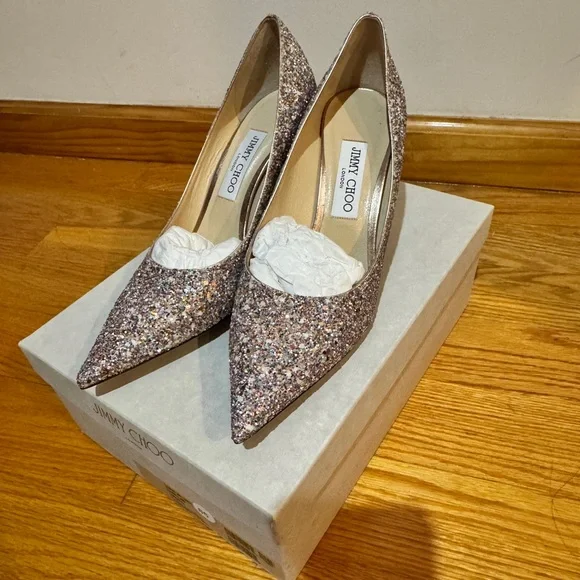 slim fit dress slacks JIMMY CHOO 🇮🇹 WOMEN'S GLITTER FASHION PUMPS – Euro Shoes Emporium main image 1